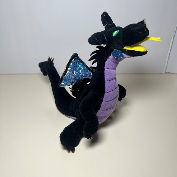 Disney Sleeping Beauty Maleficent Dragon 11" Plush Black, Purple, Shiny Wings - Picture 1 of 4